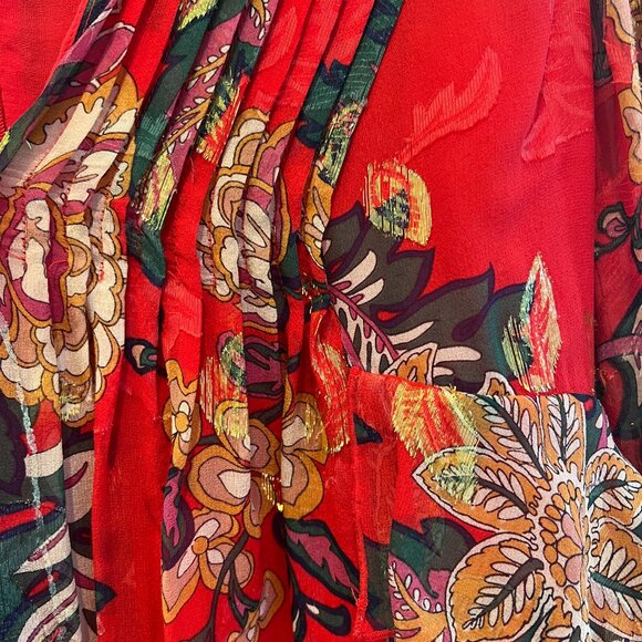 The Kooples Rosa Rosa Red Floral Ruffle Mini Dress - Picture 2 of 7